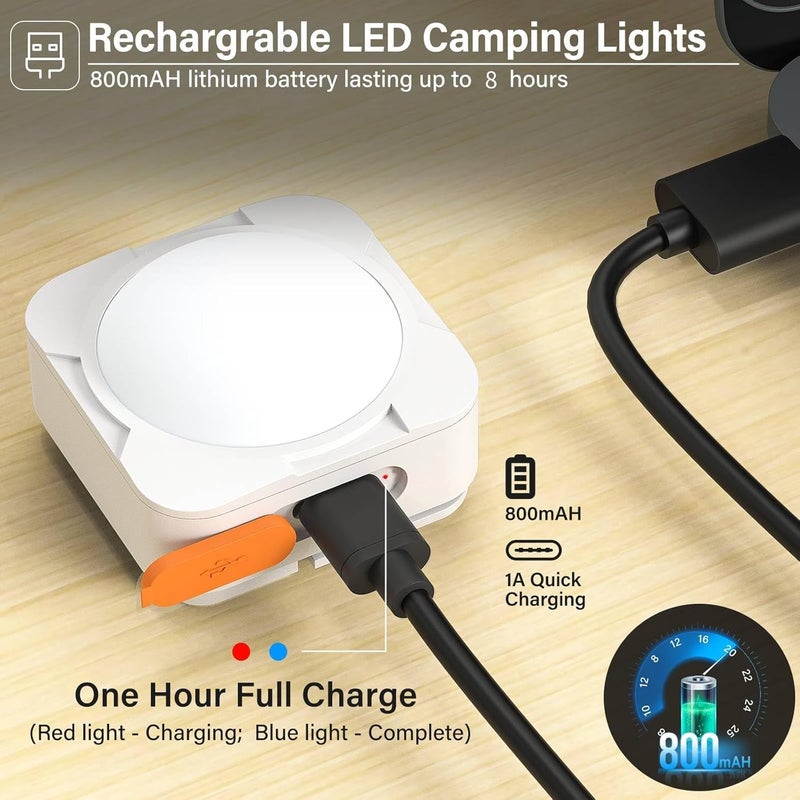 FLY2SKY Rechargeable Camping Lights 4Pcs White Tent Lights Mini Flashlight Portable LED Camping Lantern Survival Gear Camping Accessories for Hiking Backpacking Fishing Hurricane Emergency Outage - Image 4